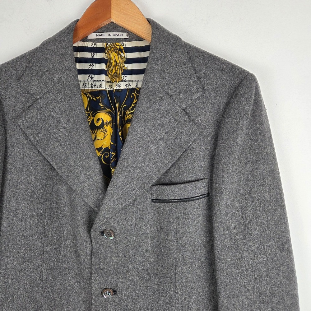 Vintage Cortefiel Mens Gray Wool Blazer Size 40 Moon Sun Lined‎ Celestial - Picture 2 of 14